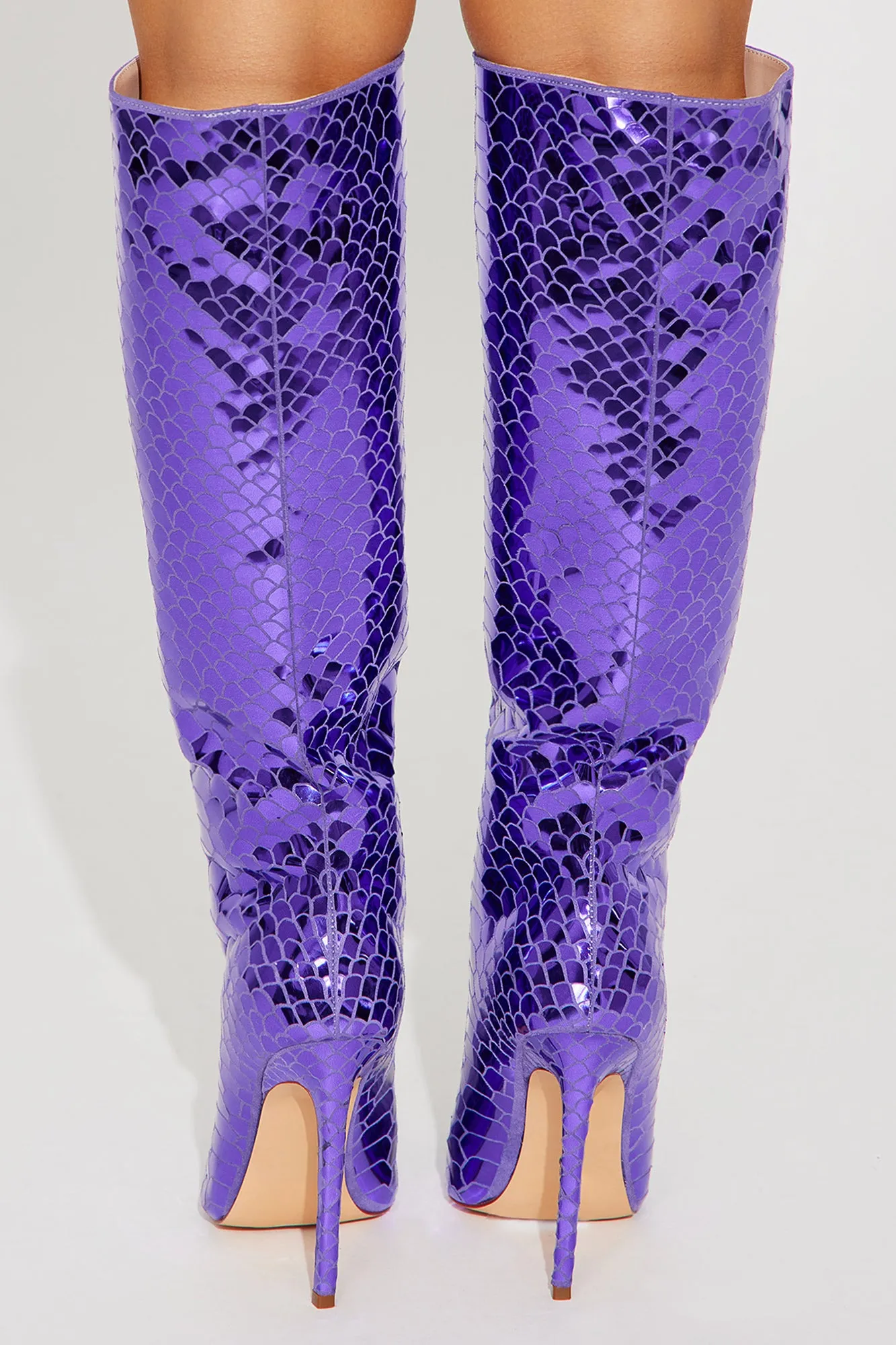 Amira Snakeskin Boots - Purple