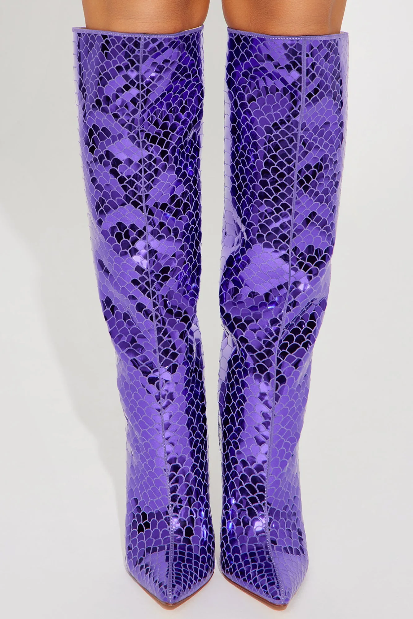 Amira Snakeskin Boots - Purple