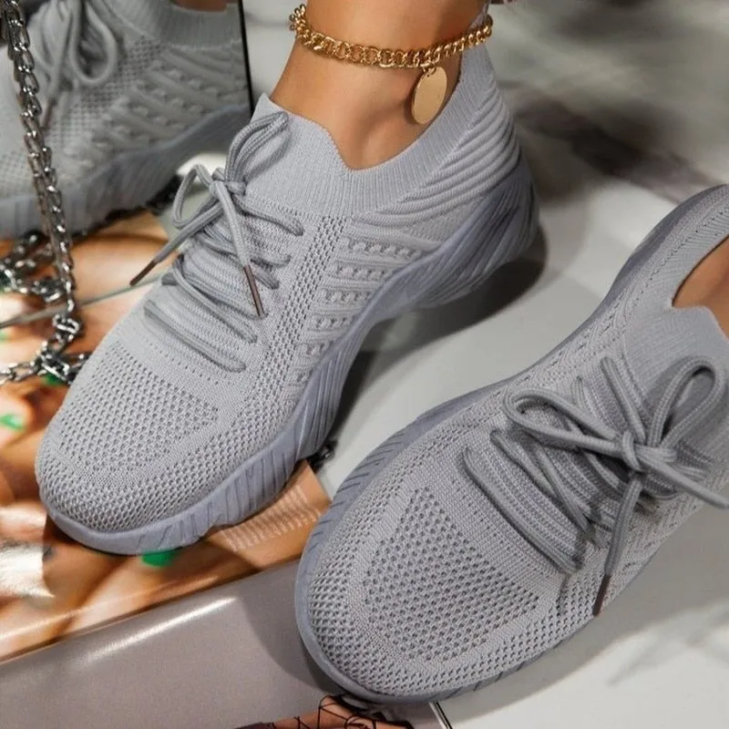 Amozae Women Sneakers Casual Shoes Women Tenis Feminino Lace Up Breathable Ladies Shoes Woman Outdoor Walking Zapatos Mujer Sport
