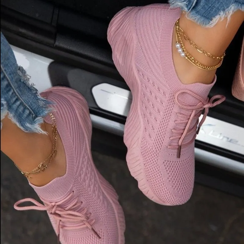 Amozae Women Sneakers Casual Shoes Women Tenis Feminino Lace Up Breathable Ladies Shoes Woman Outdoor Walking Zapatos Mujer Sport