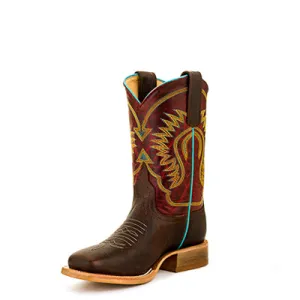 Anderson Bean Kids Red & Brown Square Toe