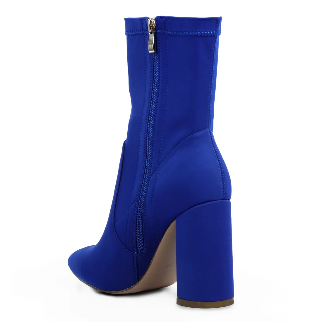Ankle Lycra Block Heeled Boots