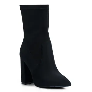 Ankle Lycra Block Heeled Boots