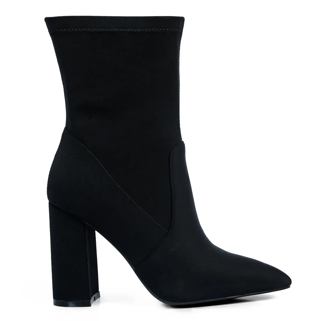Ankle Lycra Block Heeled Boots
