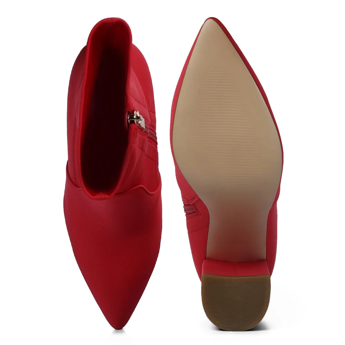 Ankle Lycra Block Heeled Boots