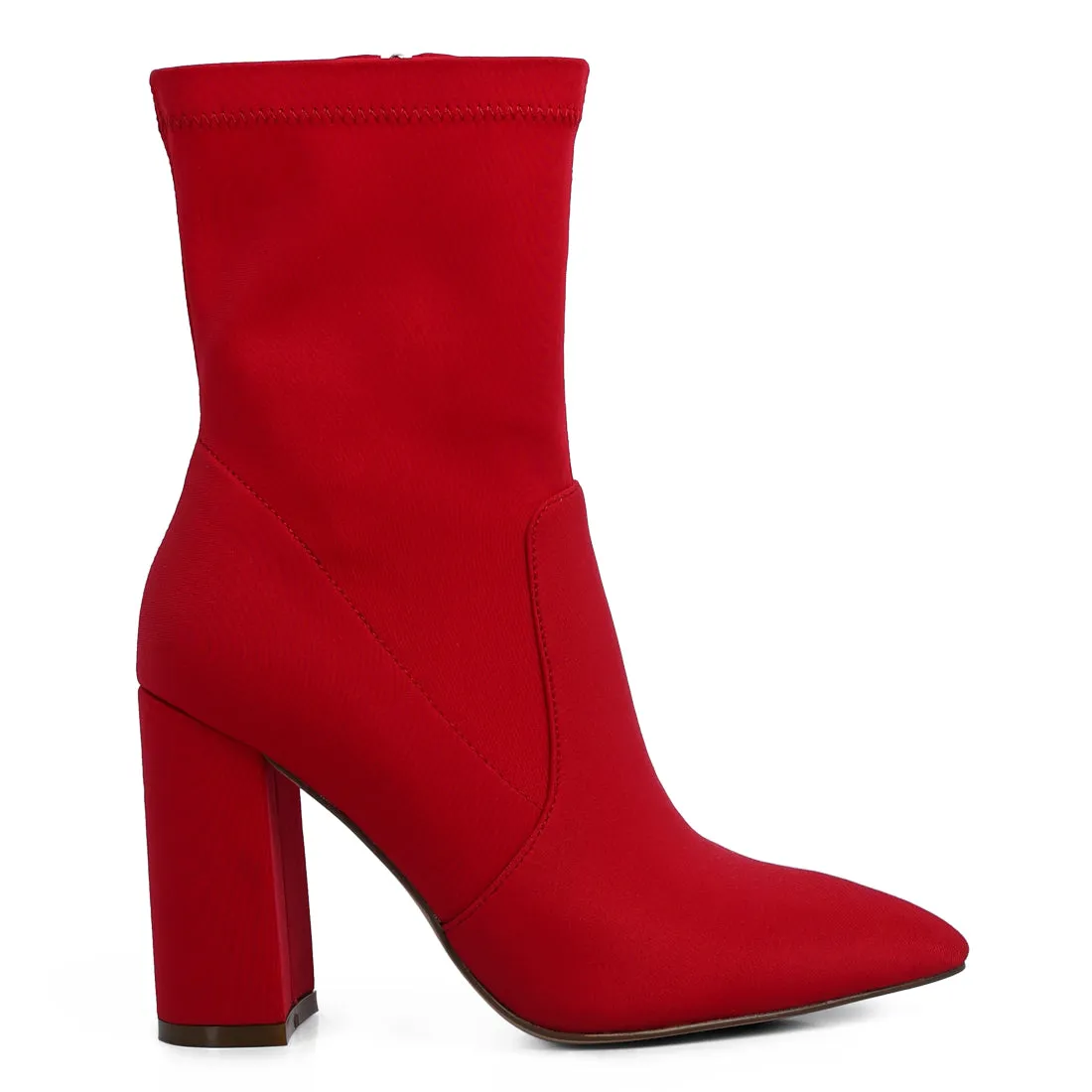 Ankle Lycra Block Heeled Boots