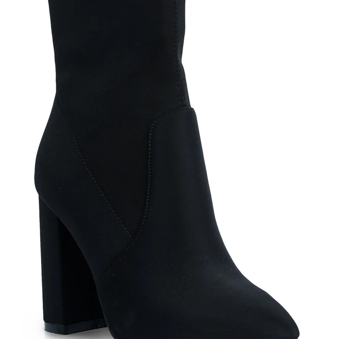 Ankle Lycra Block Heeled Boots