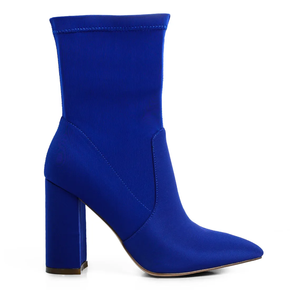 Ankle Lycra Block Heeled Boots