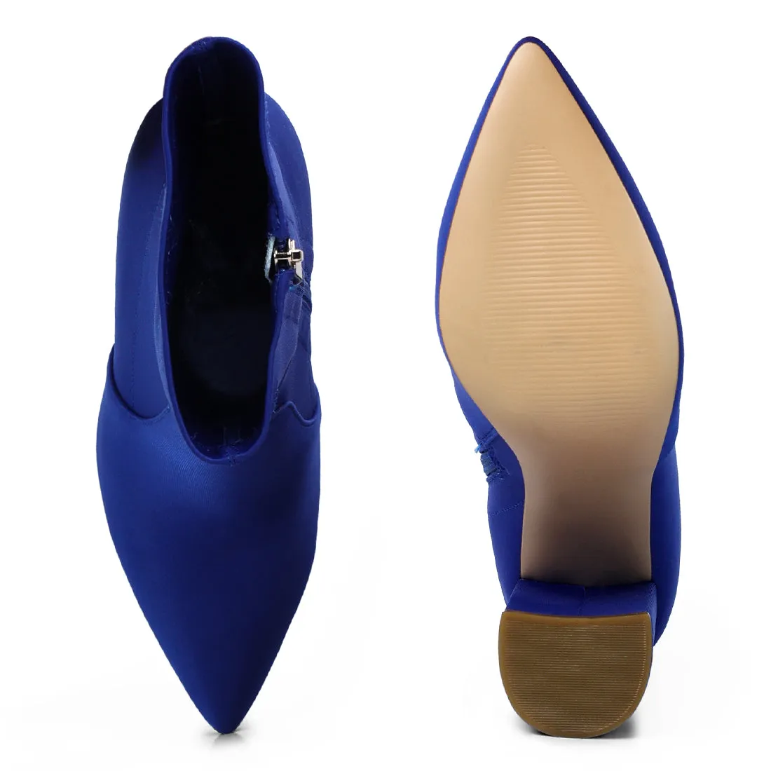 Ankle Lycra Block Heeled Boots