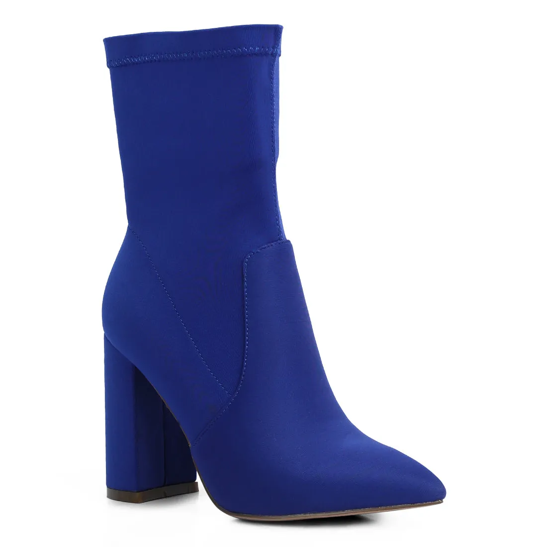 Ankle Lycra Block Heeled Boots