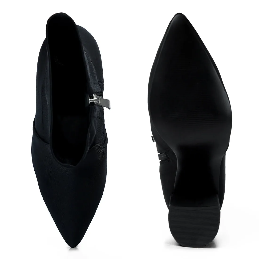 Ankle Lycra Block Heeled Boots