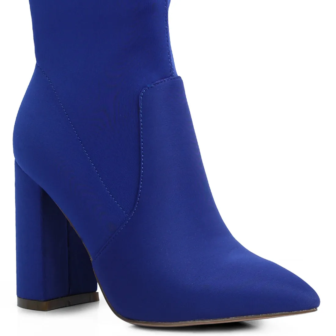 Ankle Lycra Block Heeled Boots