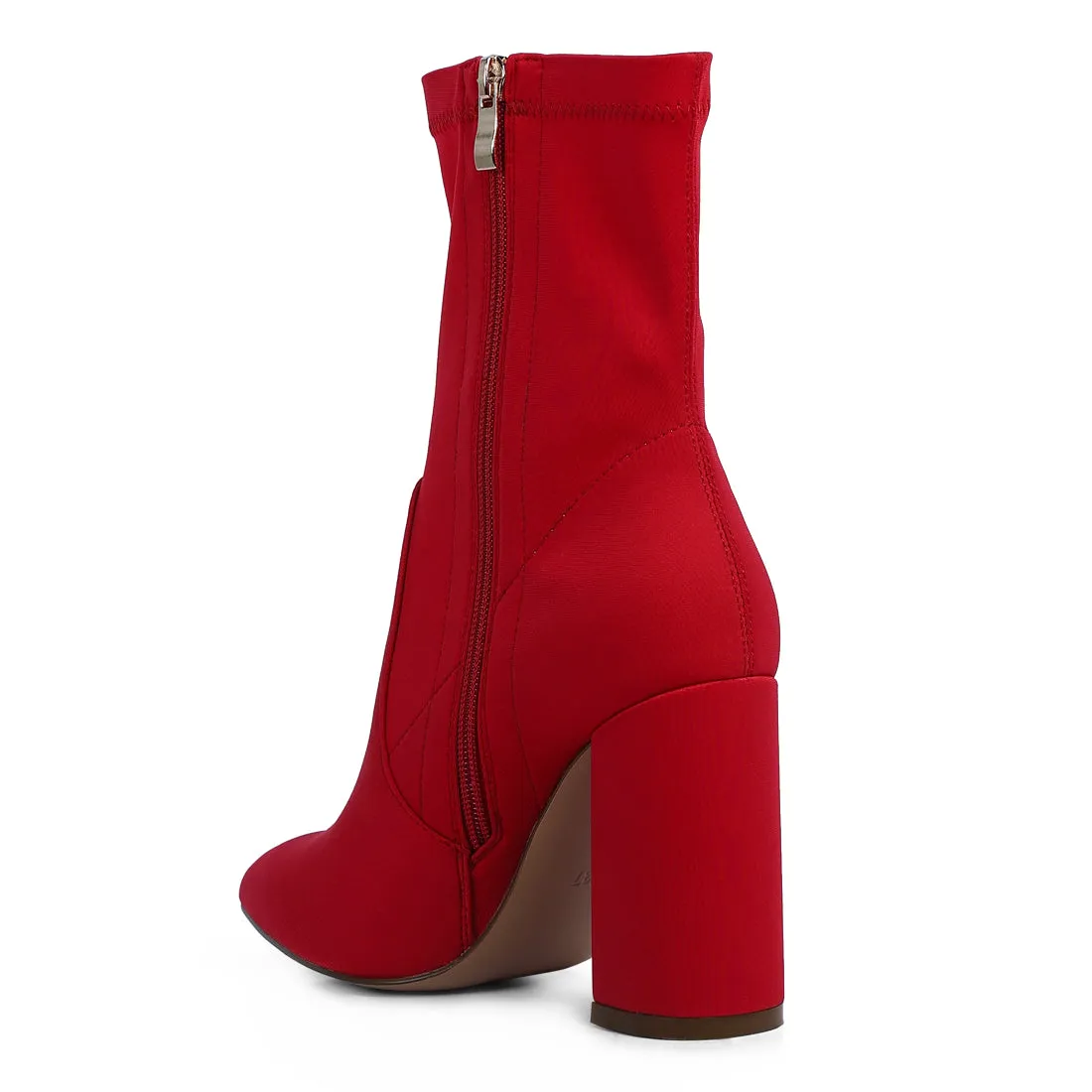 Ankle Lycra Block Heeled Boots