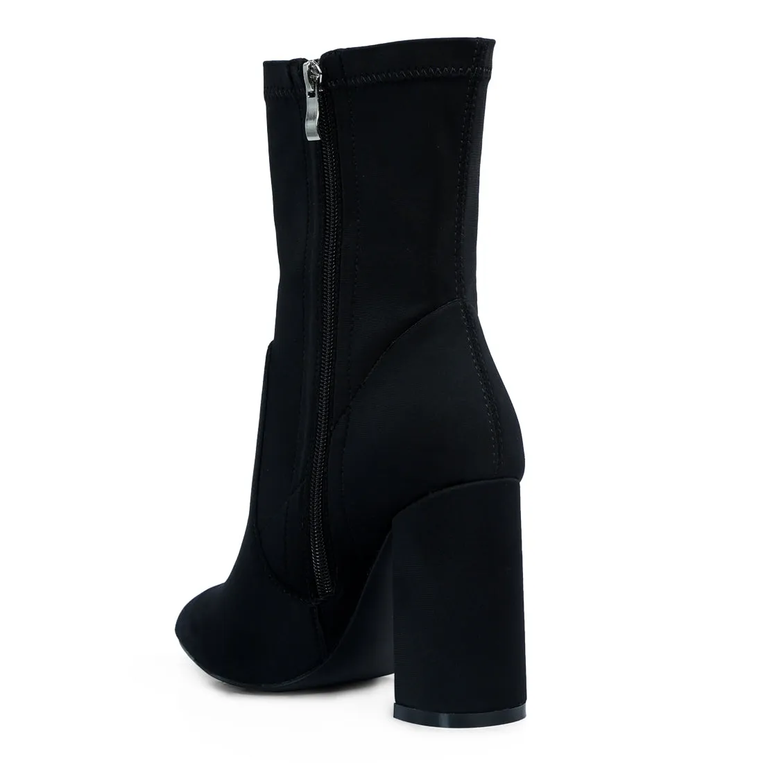 Ankle Lycra Block Heeled Boots