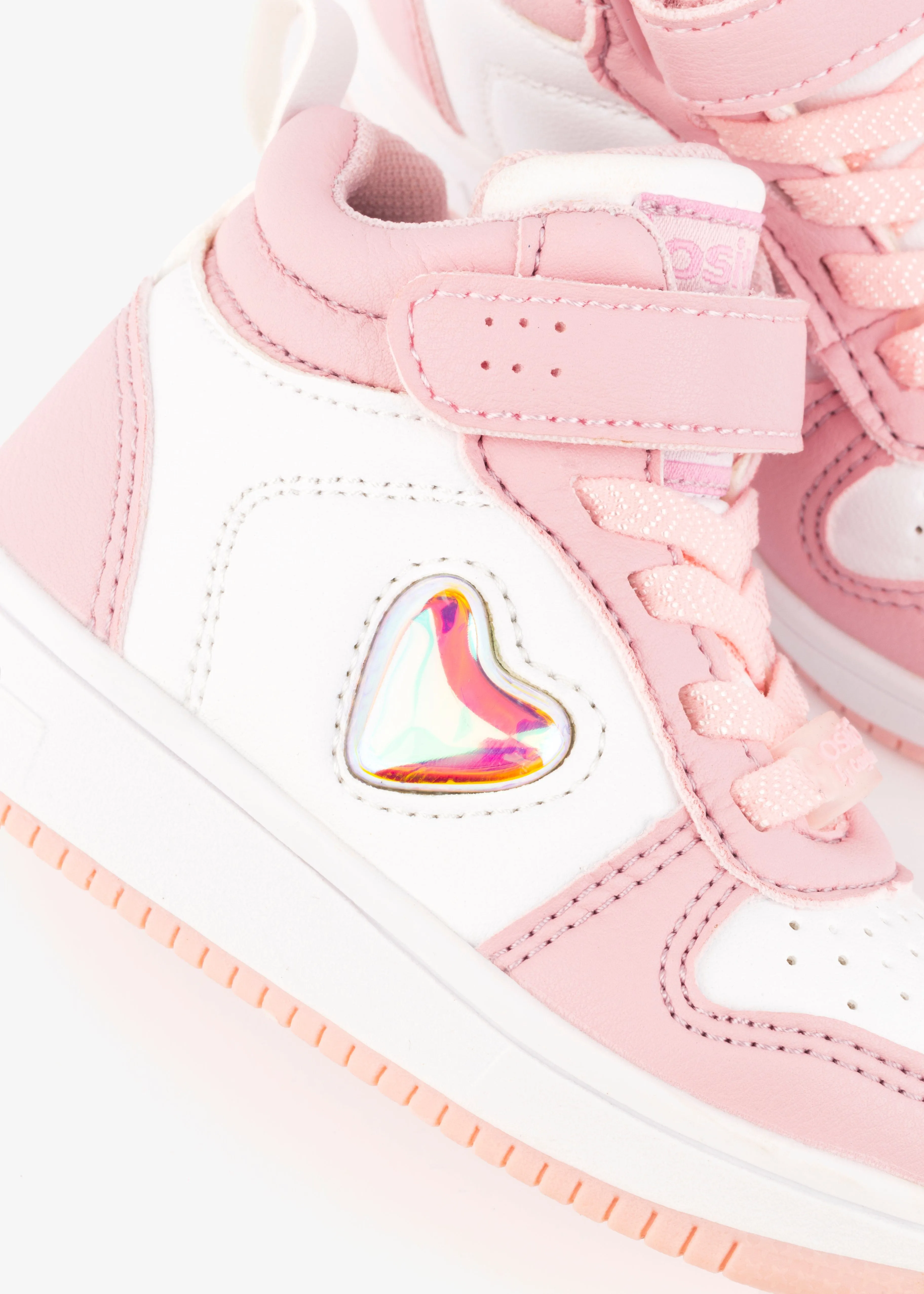 Baby's Pink / White With Lights Hi-Top Sneakers