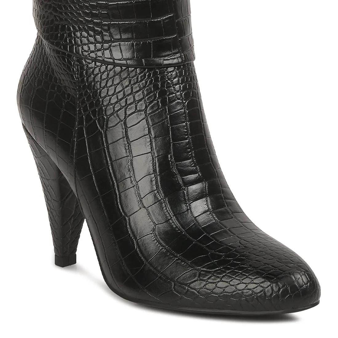Calf Croc Heel Boots