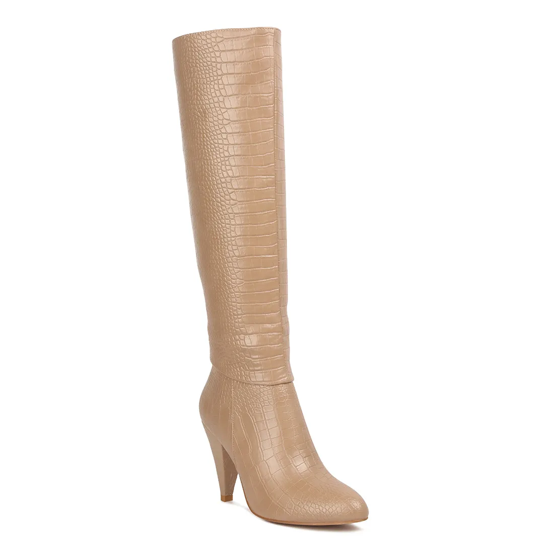 Calf Croc Heel Boots