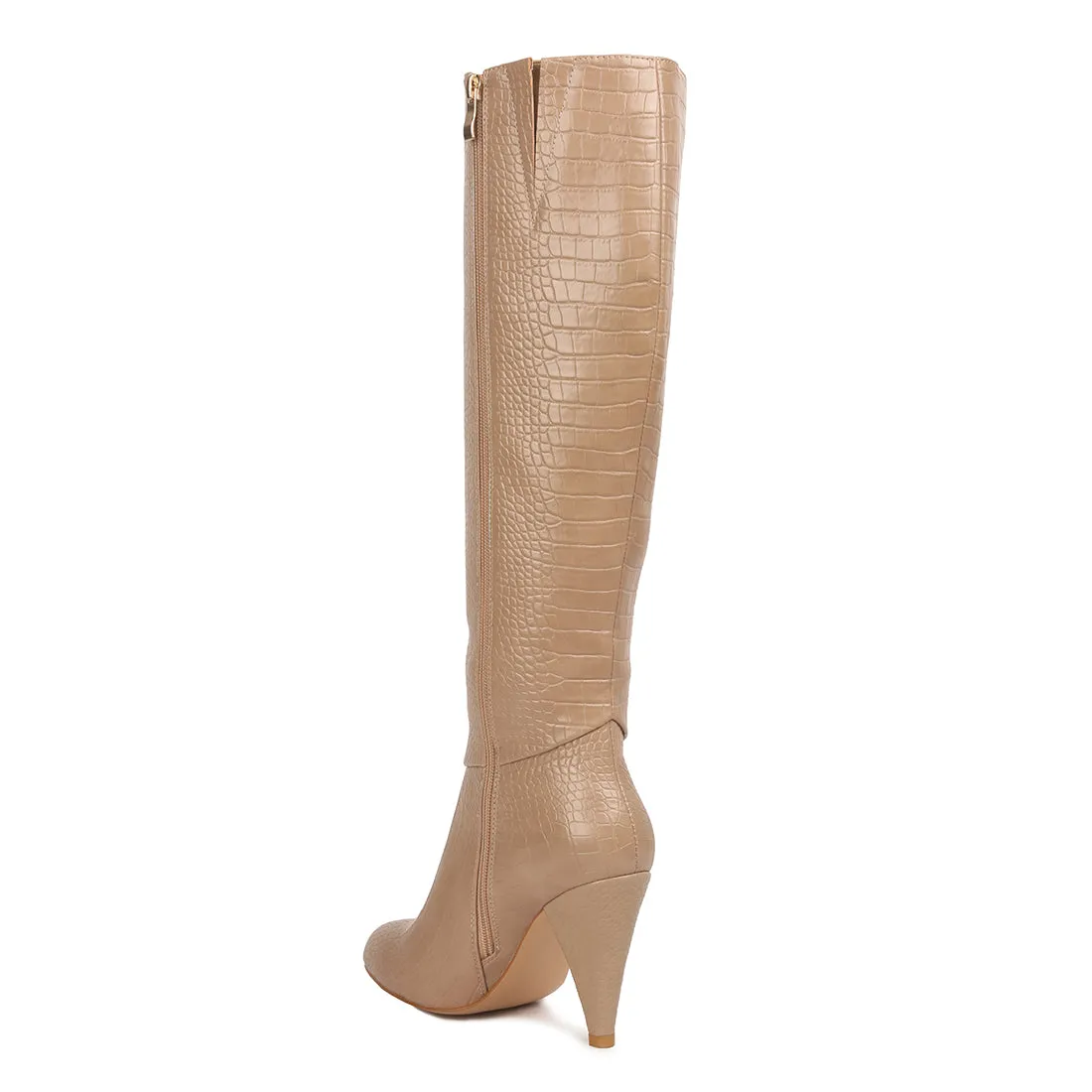 Calf Croc Heel Boots