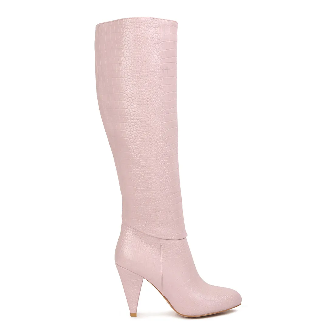 Calf Croc Heel Boots