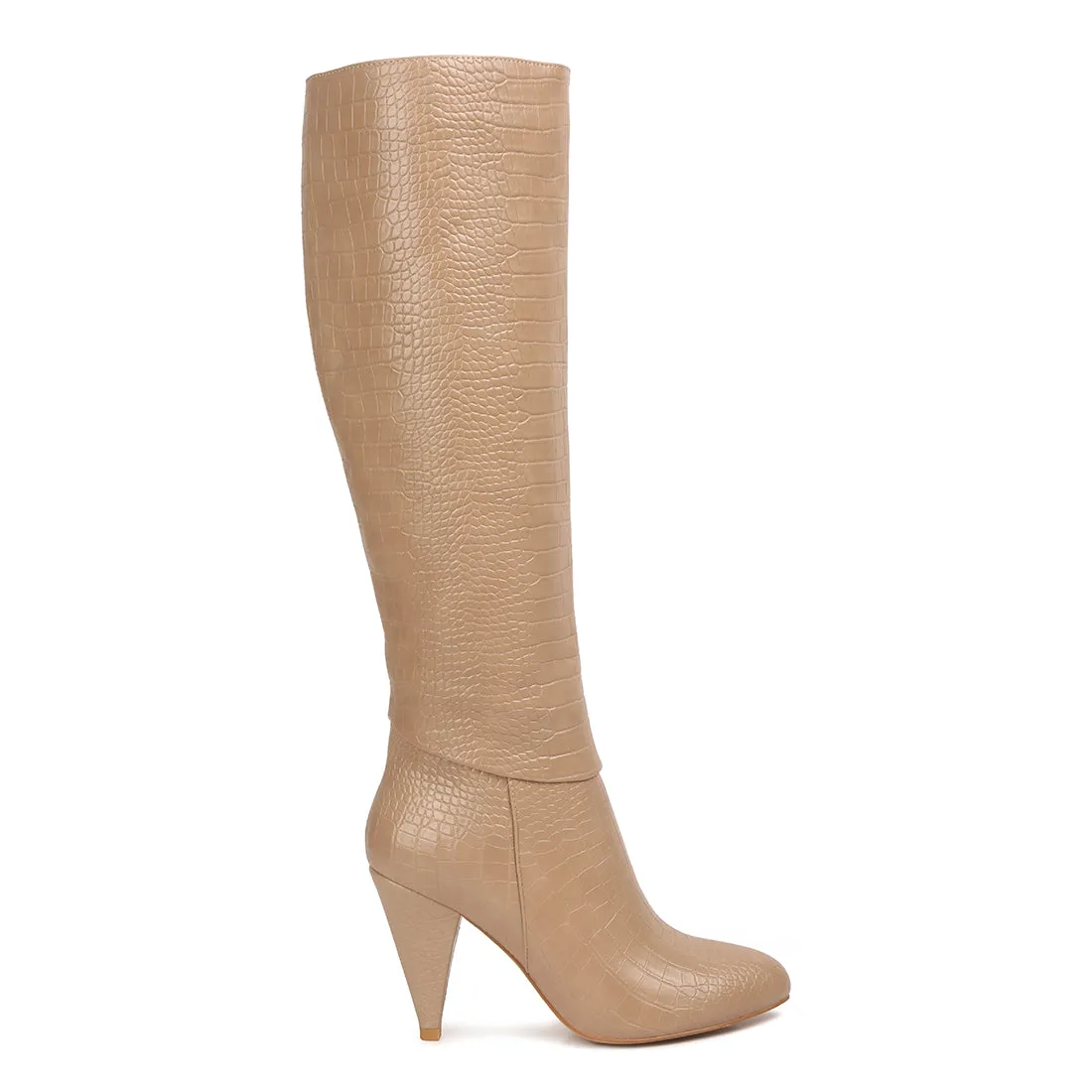 Calf Croc Heel Boots