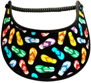 Colorful Flip Flops on a Sun Visor with Black Background