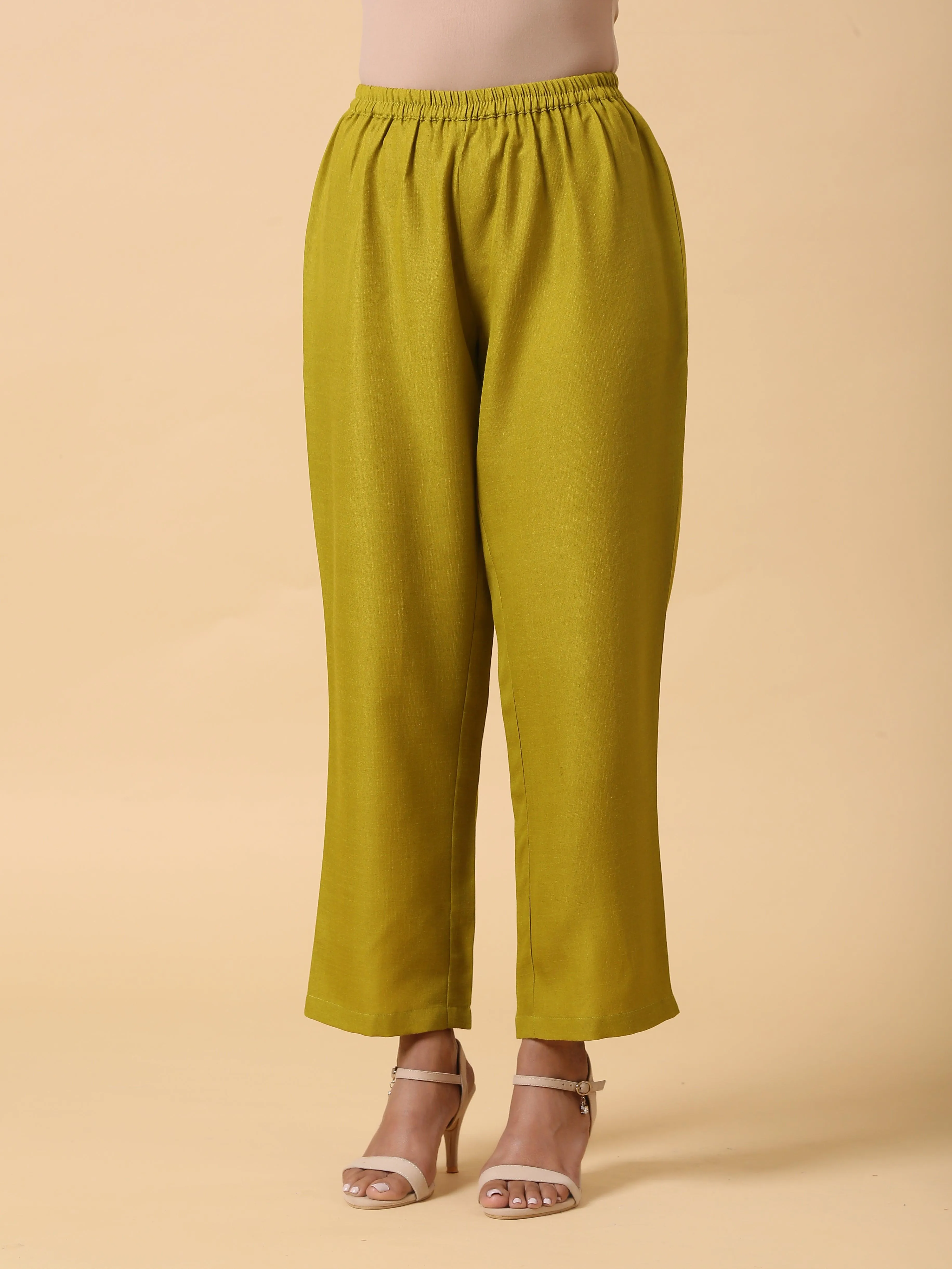 Cotton Linen Lime Green Relaxed Placket Co-Ord Set