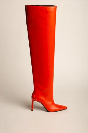 COURRÈGES | SHARP LEATHER HIGH HEELED BOOTS