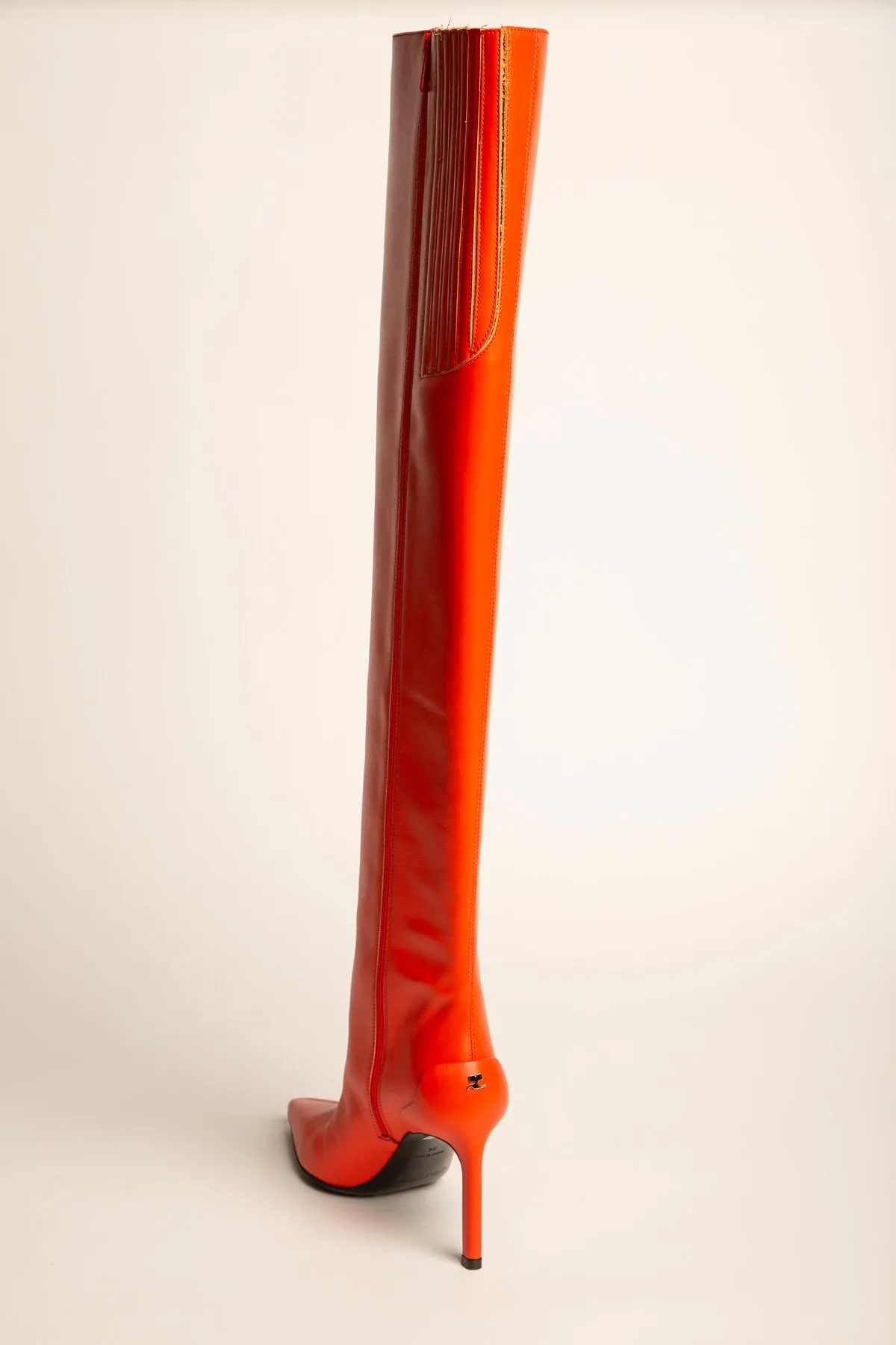 COURRÈGES | SHARP LEATHER HIGH HEELED BOOTS