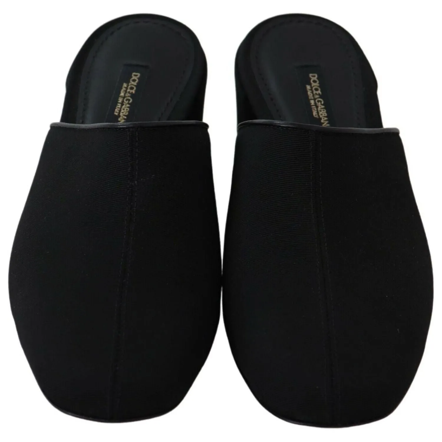 Dolce & Gabbana Chic Black Grosgrain Slide Sandals