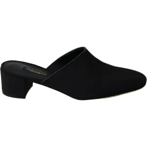 Dolce & Gabbana Chic Black Grosgrain Slide Sandals