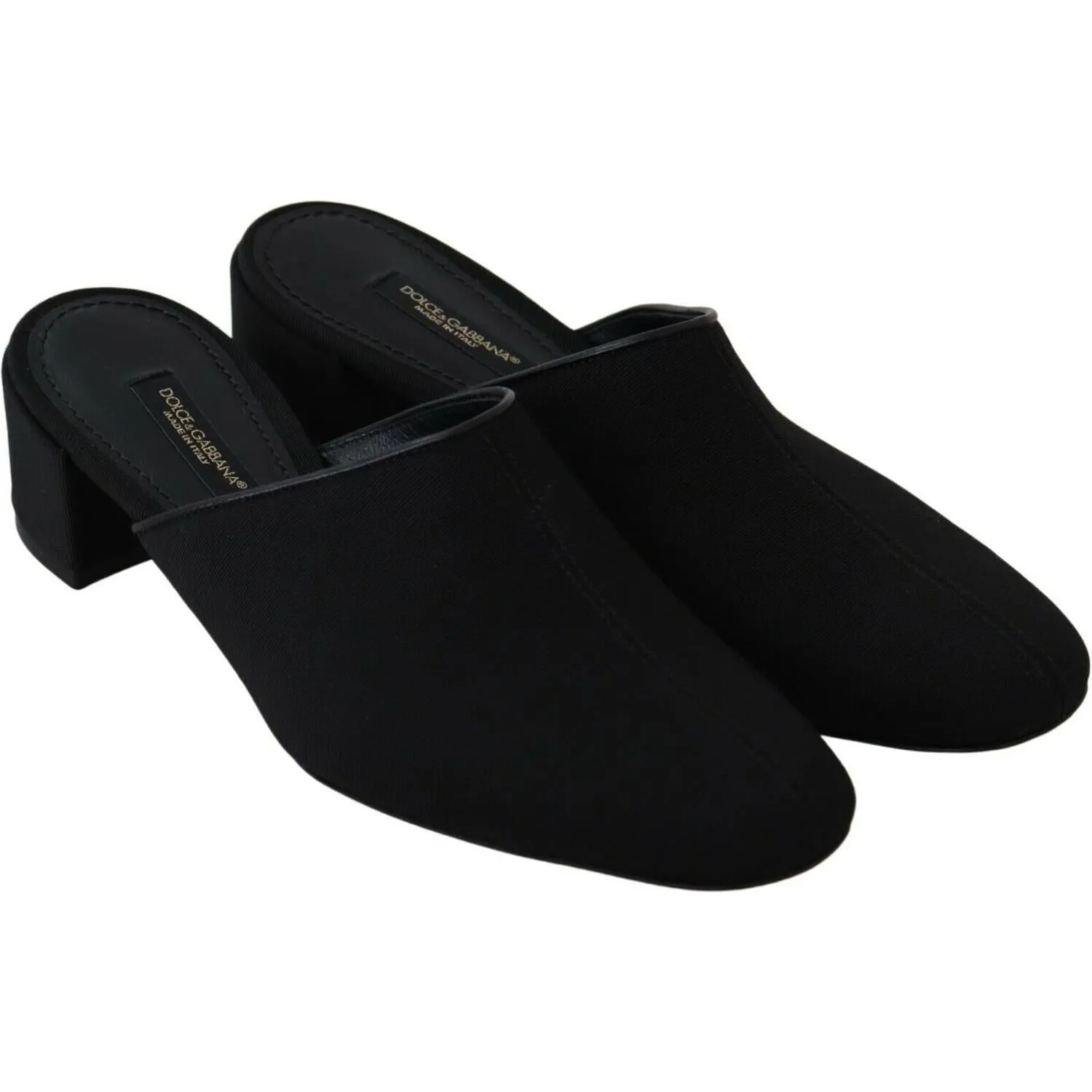 Dolce & Gabbana Chic Black Grosgrain Slide Sandals