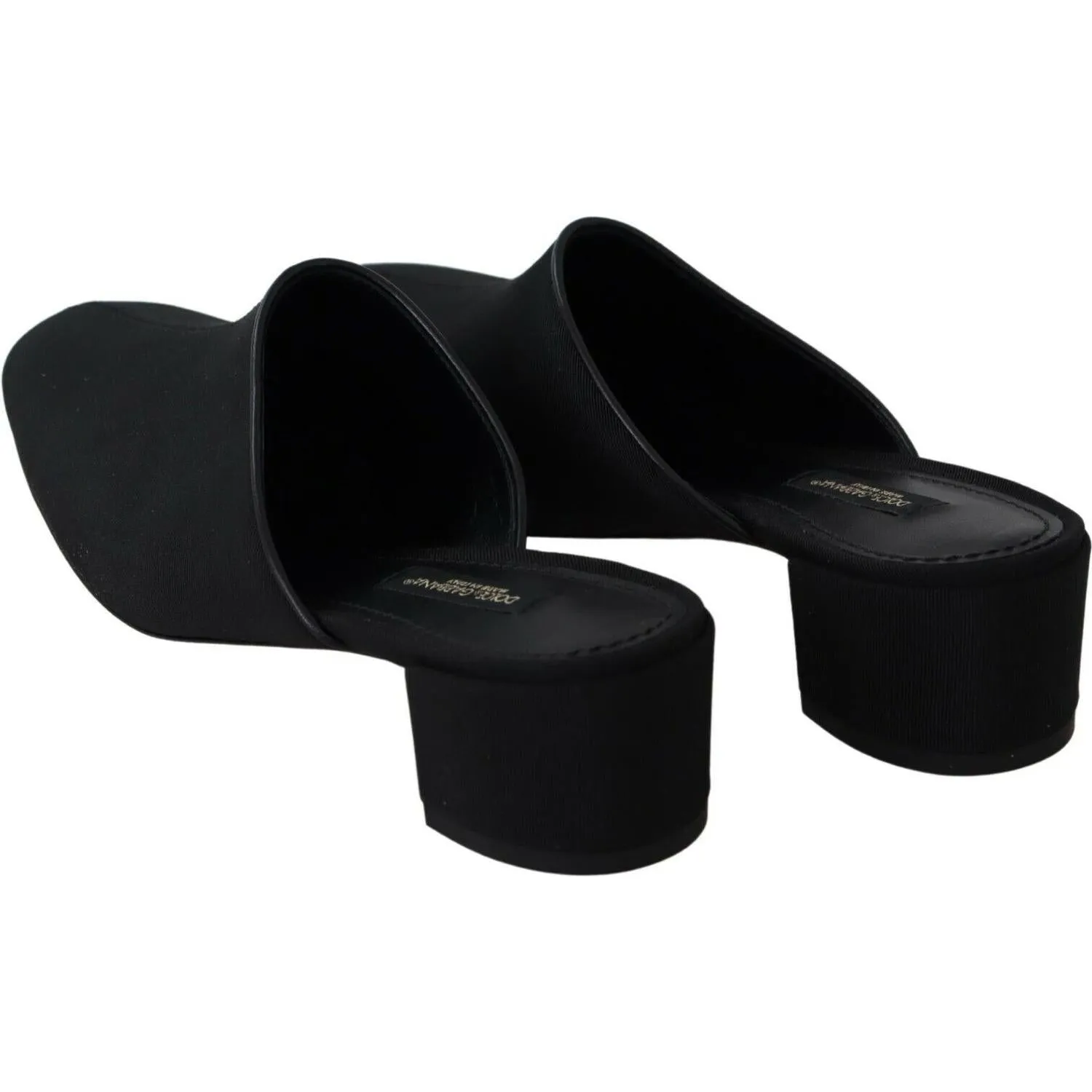 Dolce & Gabbana Chic Black Grosgrain Slide Sandals