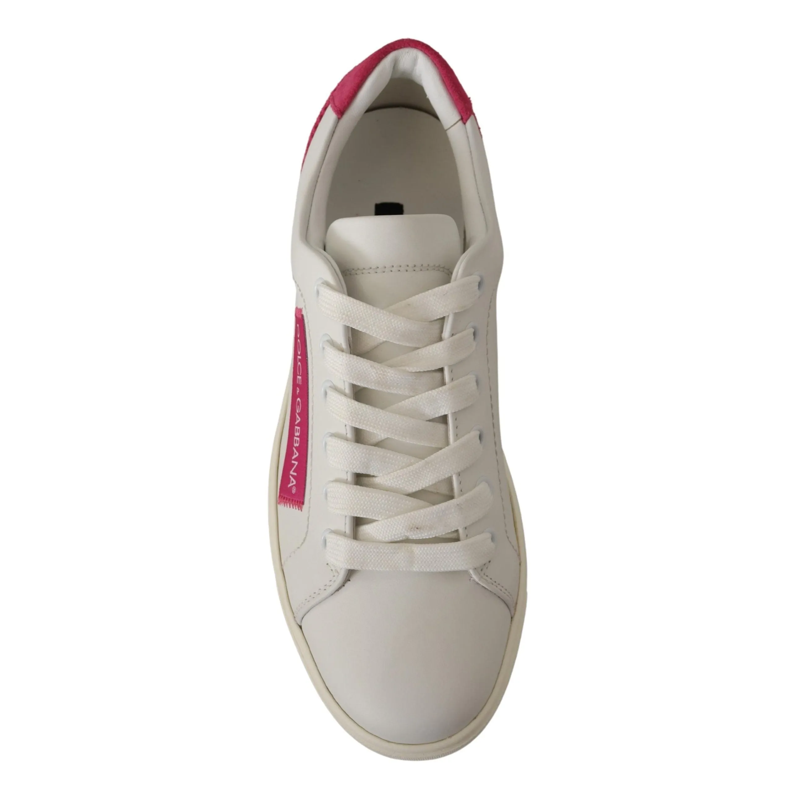 Dolce & Gabbana Elegant White Leather Low-Top Sneakers