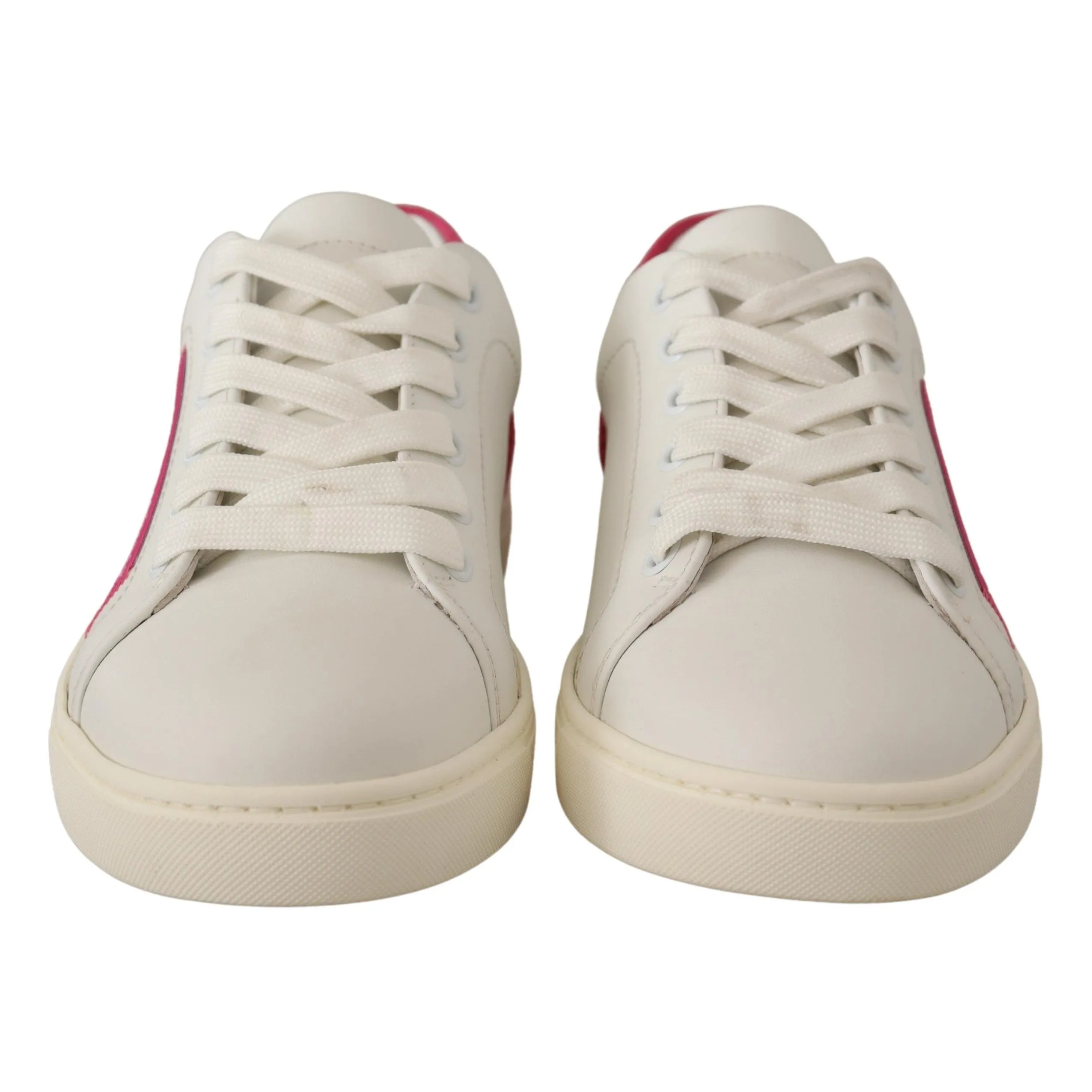 Dolce & Gabbana Elegant White Leather Low-Top Sneakers