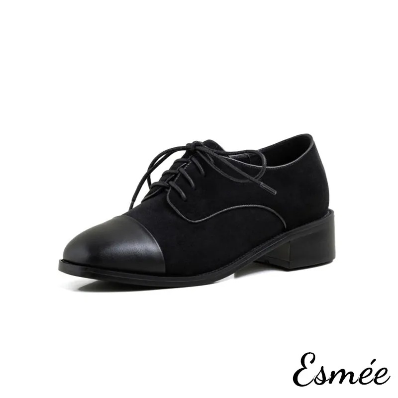Dual Color Leather and Suede Oxford Shoes