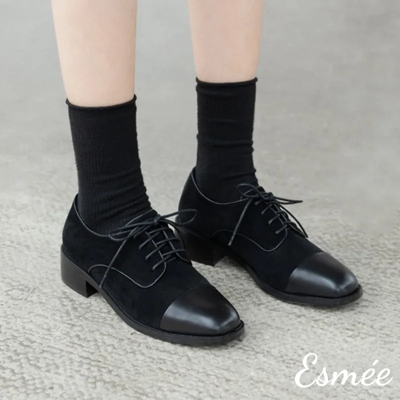 Dual Color Leather and Suede Oxford Shoes