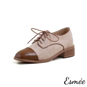 Dual Color Leather and Suede Oxford Shoes