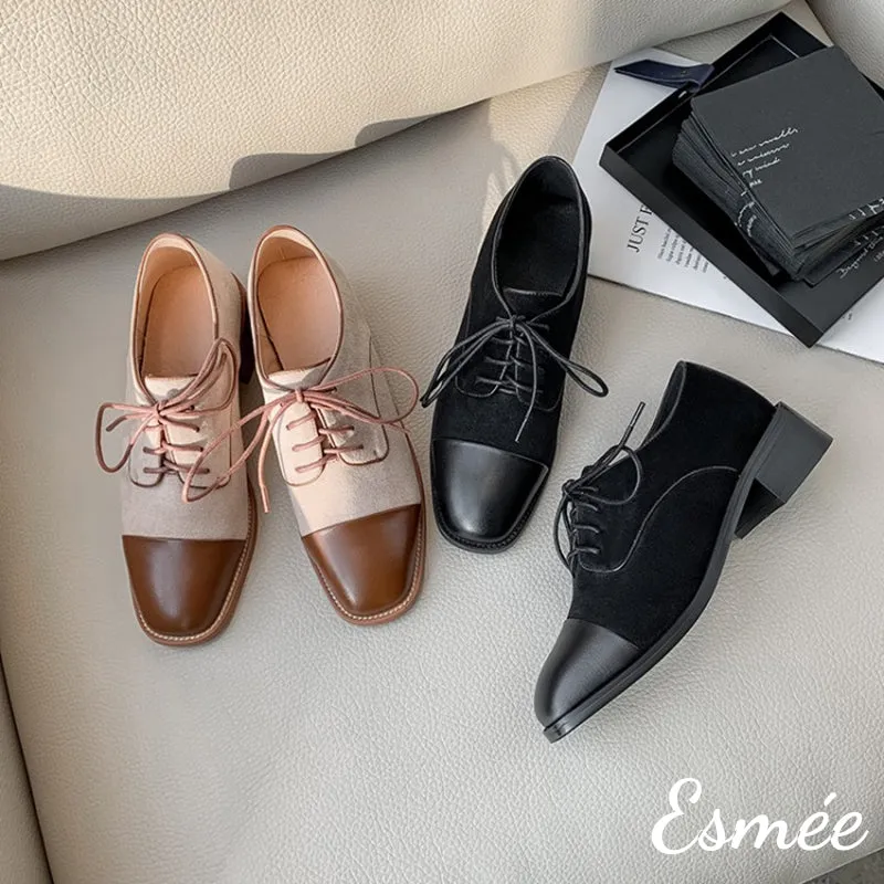 Dual Color Leather and Suede Oxford Shoes