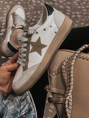 Emily Leather Suede Star Stud Sneaker