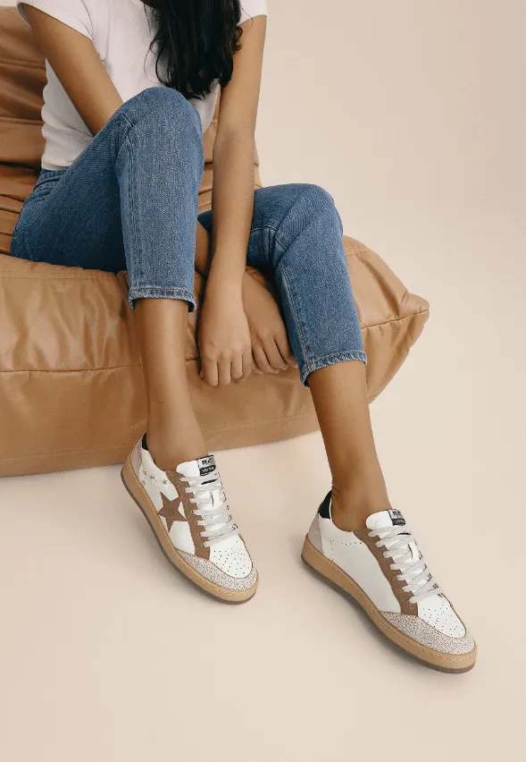 Emily Leather Suede Star Stud Sneaker