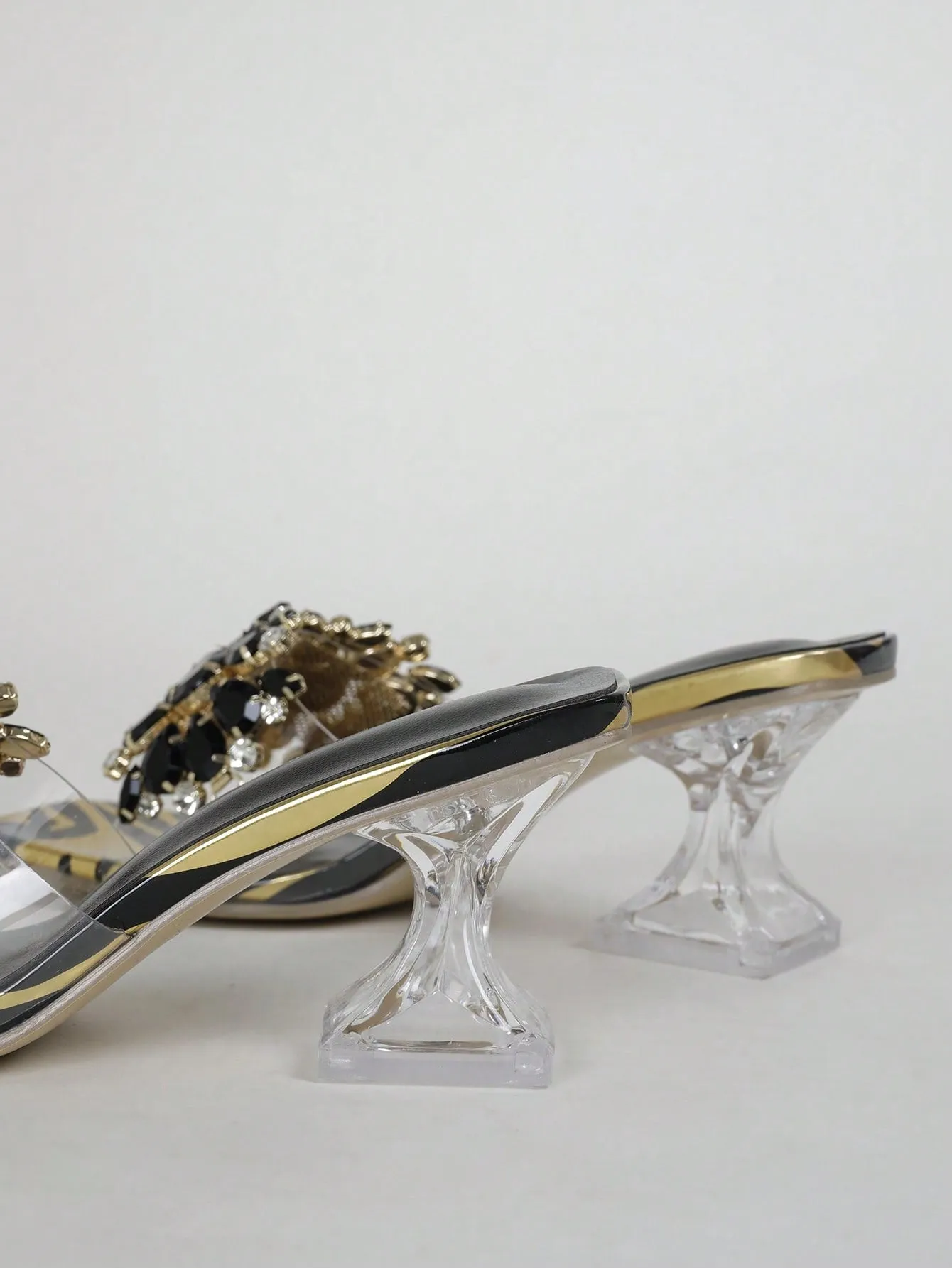 Fashionable & Shiny Rhinestone Decorated Buckle, Clear & Asymmetric Design Women's High Heel Wedding Sandals