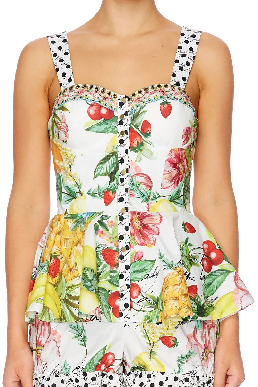 FITTED PLAYSUIT WITH PEPLUM THERE'S NO PLACE LIKE RIO