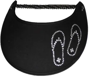 Flip Flops in Silver Glitz on Black Sun Visor