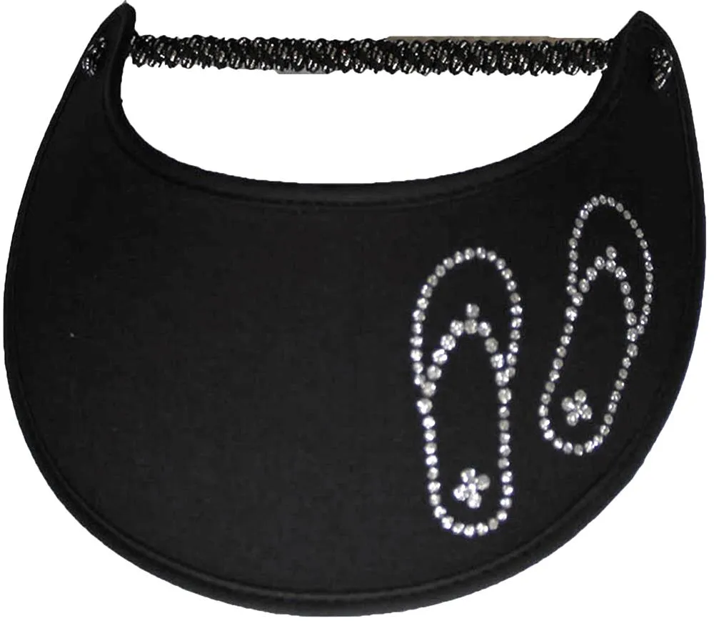 Flip Flops in Silver Glitz on Black Sun Visor