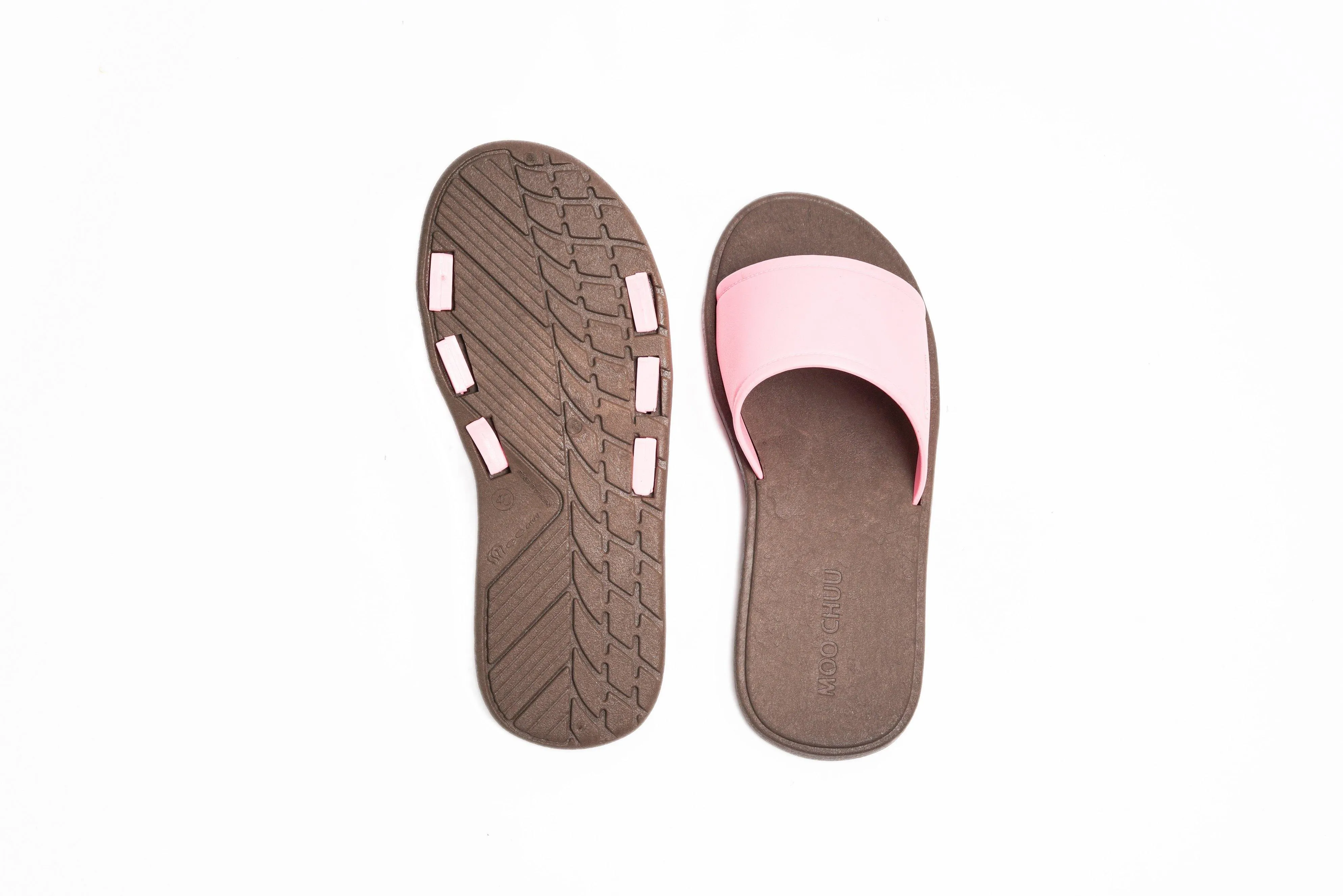 Fluffy Brown Sole Light Pink Strap