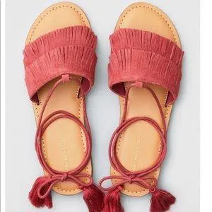 Fringe Ankle Wrap Sandals