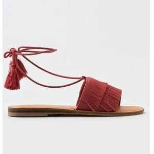 Fringe Ankle Wrap Sandals