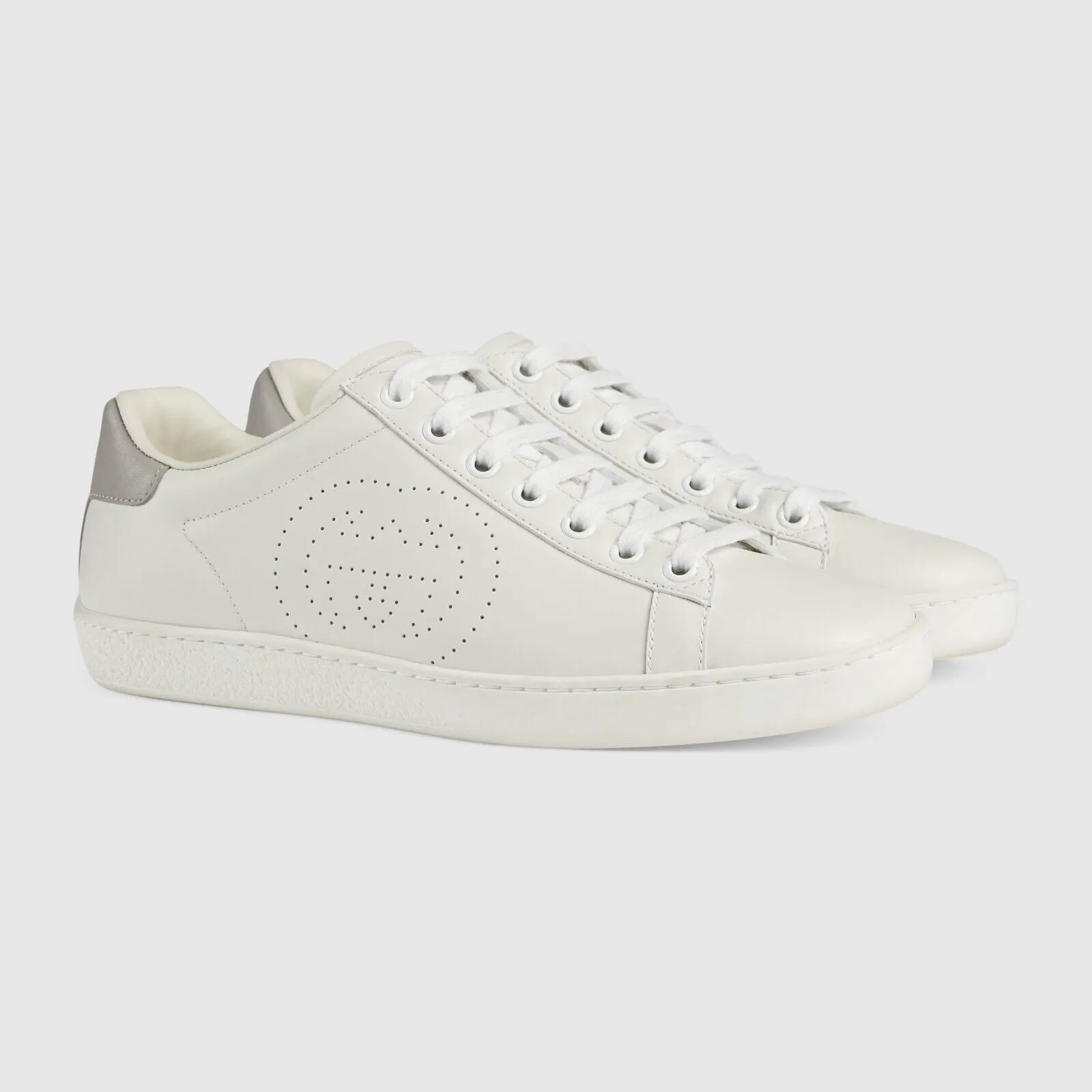 GUCCI PERFORATED INTERLOCKING G LEATHER ACE LOW-TOP SNEAKERS