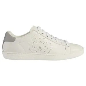 GUCCI PERFORATED INTERLOCKING G LEATHER ACE LOW-TOP SNEAKERS