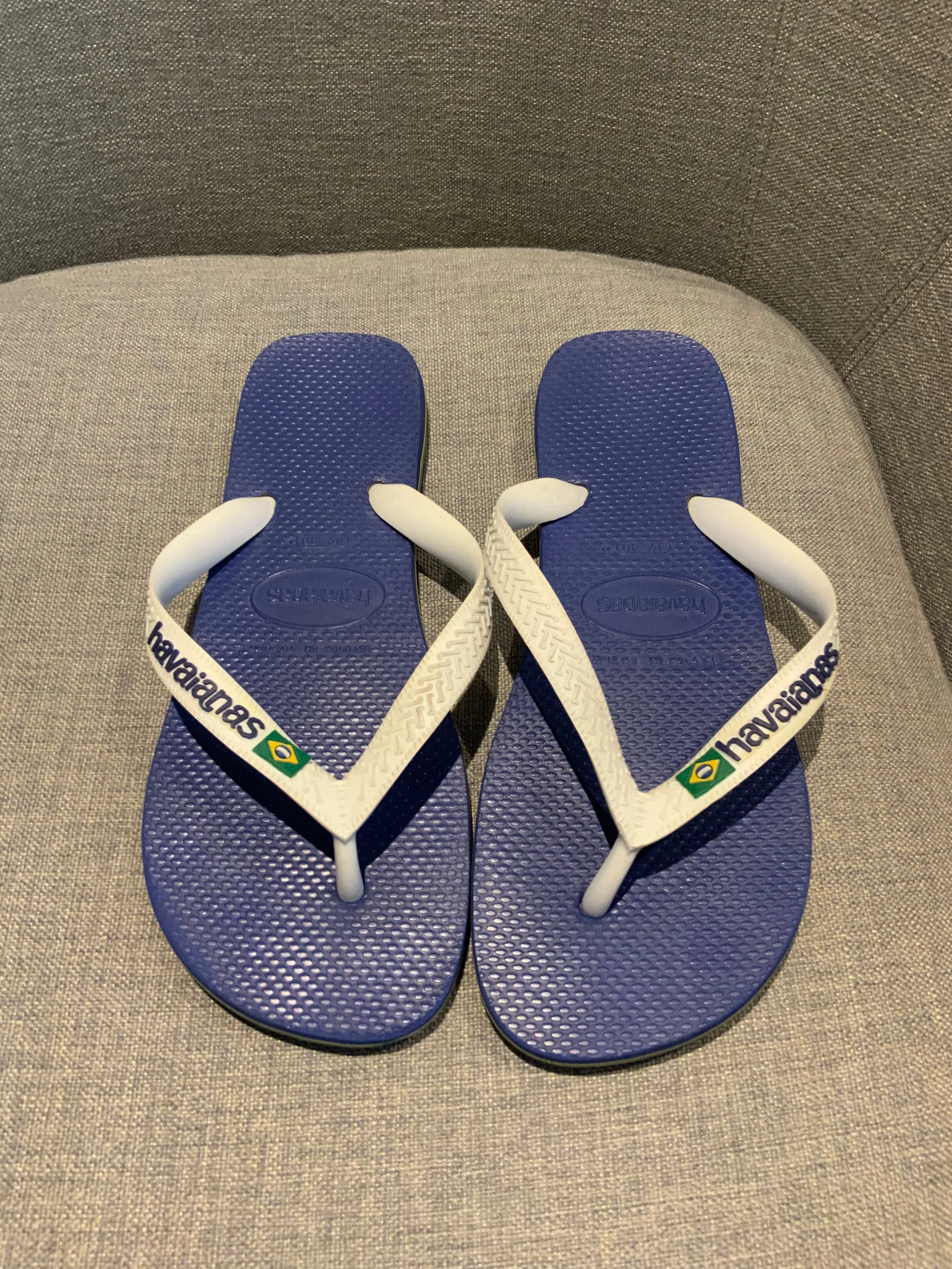 Havaianas Kids Brasil Logo Sandal - Marine Blue White Size 39-40 children